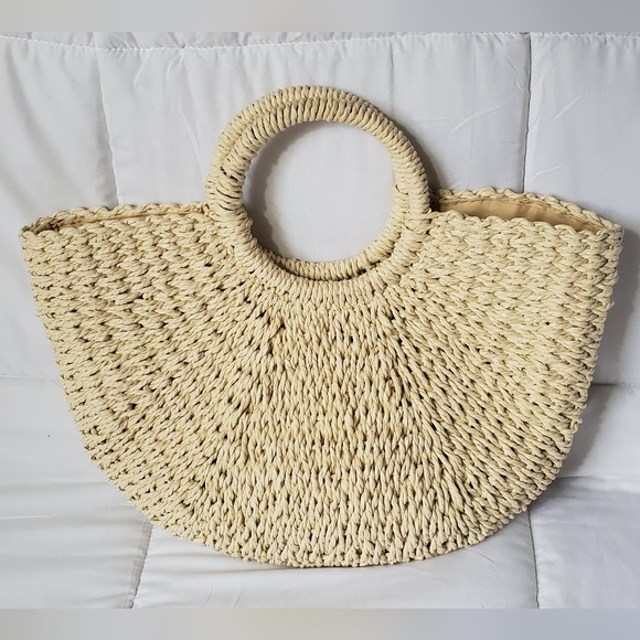 Free People Handbags - Free People Circle Basket Bag Beige